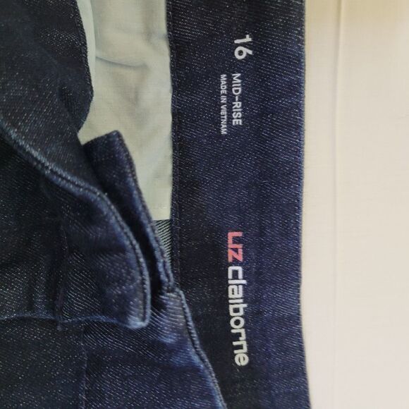 NEW 16 WIDE LEG LIZ CLAIRBORNE DARK WASH MID RISE TROUSERS JEANS 1X NWT - Picture 8 of 13